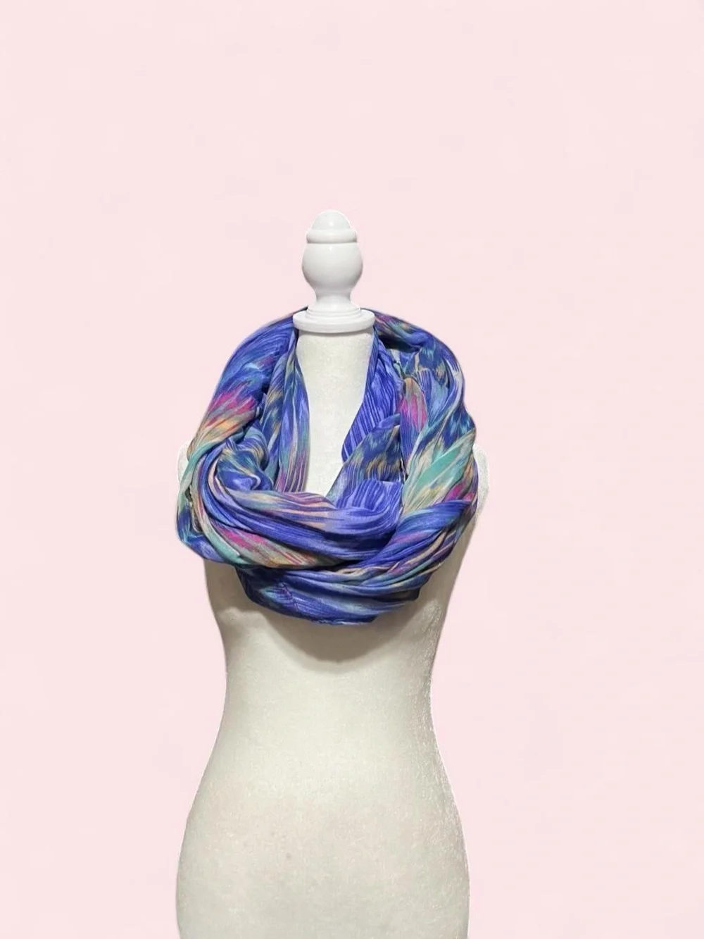 Blue Multicolor Infinity Scarf - Lightweight Women's Accessory